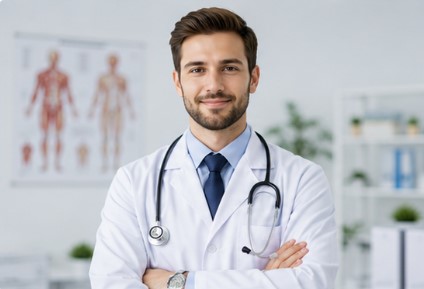 Physician in a clinical setting
