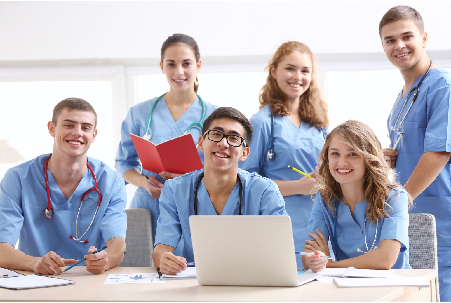 Medical students in a group photo setting